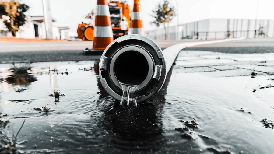Water discharging from a pipe